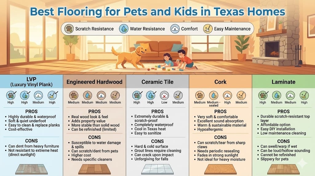 Best Flooring for Pets and Kids in Texas Homes