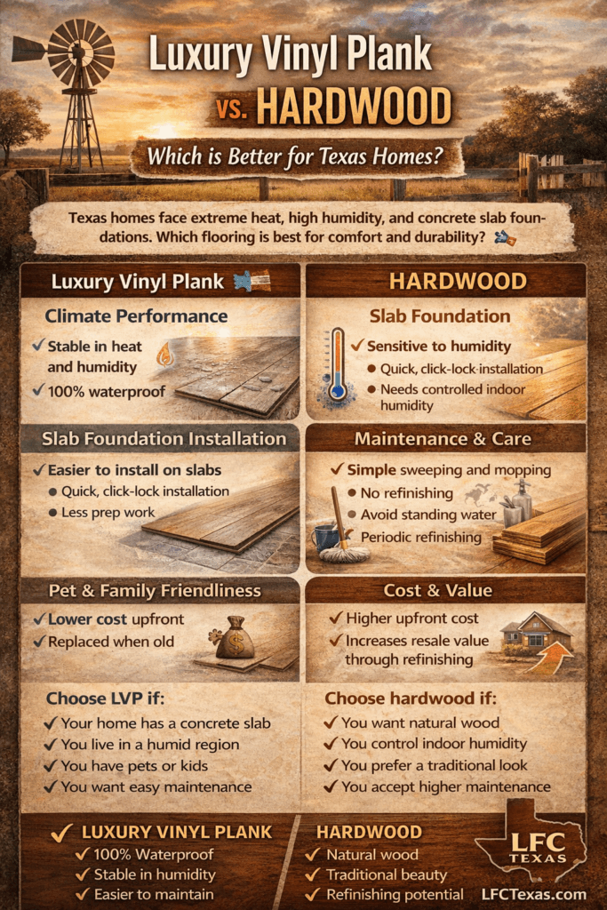 Luxury Vinyl Plank vs. Hardwood: Which Is Better for Texas Homes?
