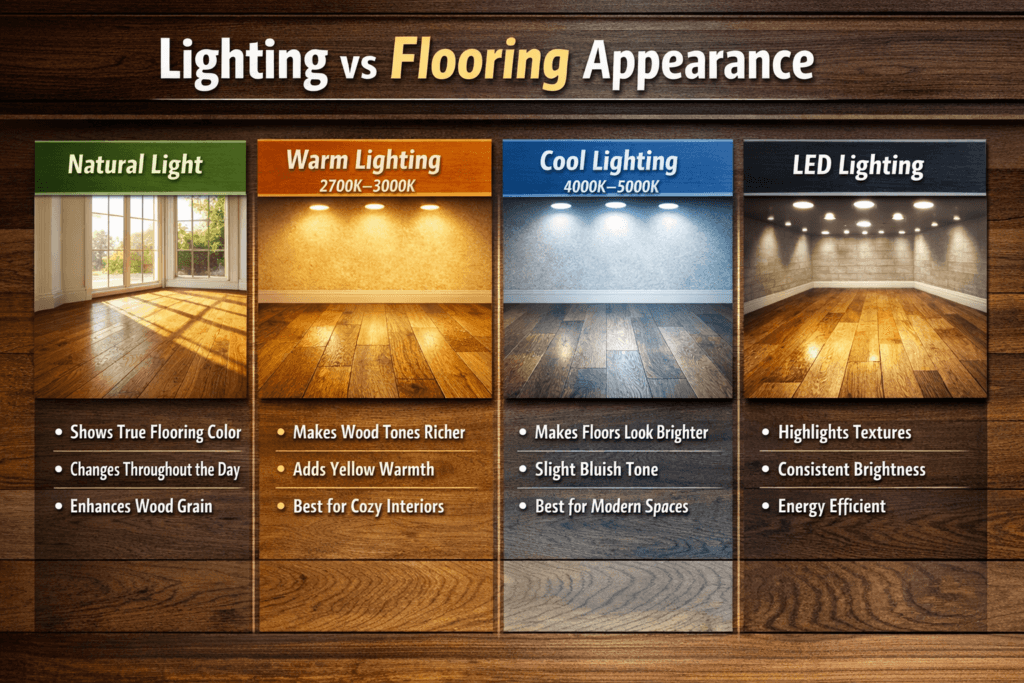 The lighting effect on the appearance of the flooring